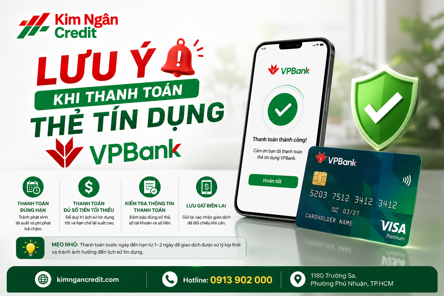 Lưu ý khi thanh toán thẻ tín dụng VPBank