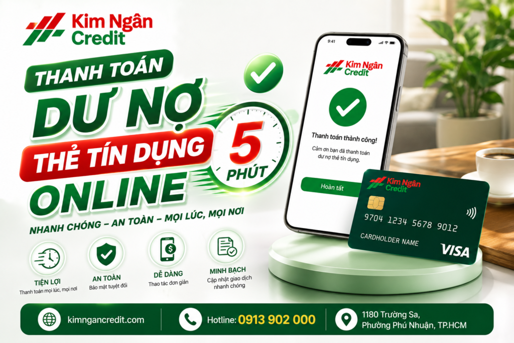 Thanh toán dư nợ thẻ tín dụng online 5 phút KIM NGÂN