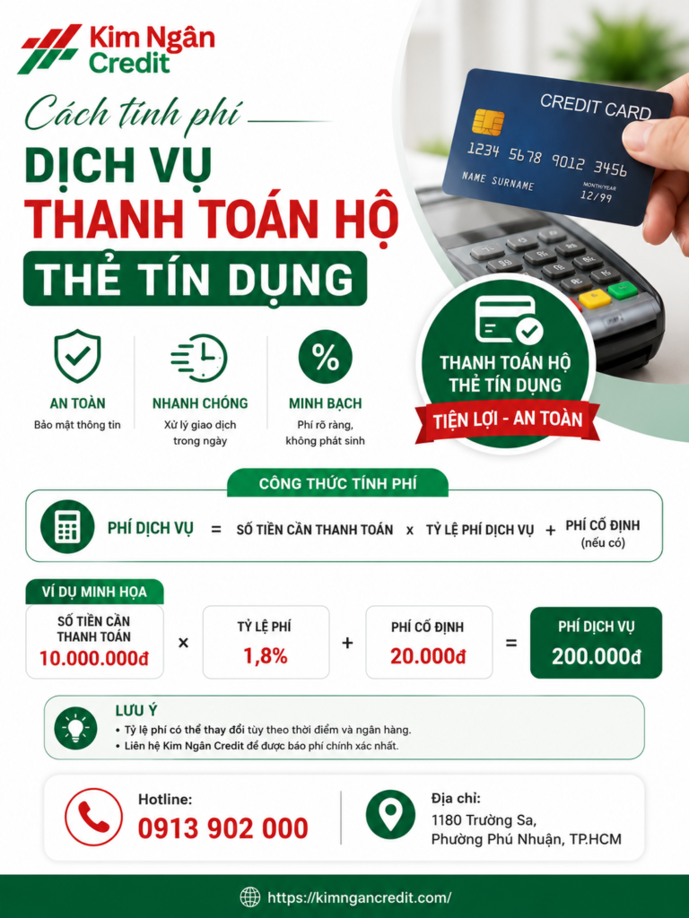 cách tính phí dịch vụ thanh toán hộ thẻ tín dụng